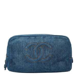 CHANEL Blue Logo Pouch